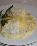 Frozen Cod Fillets with Mashed Potatoes and Mayonnaise, Baked