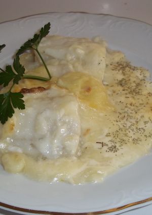 A picture of Frozen Cod Fillets with Mashed Potatoes and Mayonnaise, Baked.