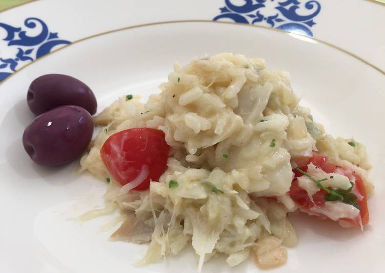 Risoto de bacalhau e tomates cereja - Tudogosreceitas