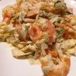Curry crevettes lait de coco petits légumes et pâtes fraîches