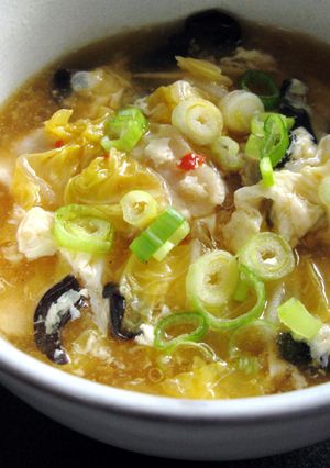 A picture of Wombok & Pork Hot Sour Soup.