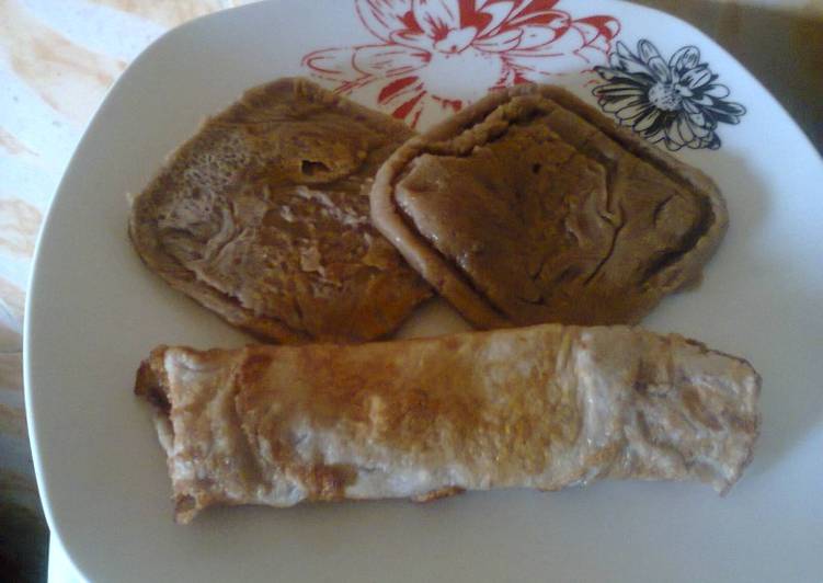 Choco Semovita Pancake and fried egg wrap