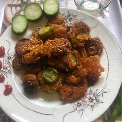 A picture of Sponge gourd pakore.