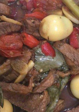 Foto resep Daging telur puyuh asam masak pedas