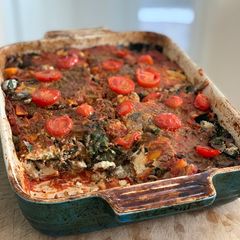 A picture of Mushroom and chard Lasagne.