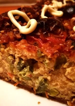 Una foto de Pudín aromático de sobras de arroz con hortalizas