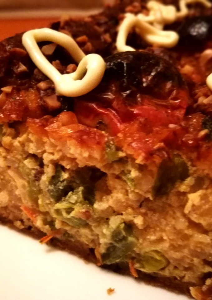 Una foto de Pudín aromático de sobras de arroz con hortalizas