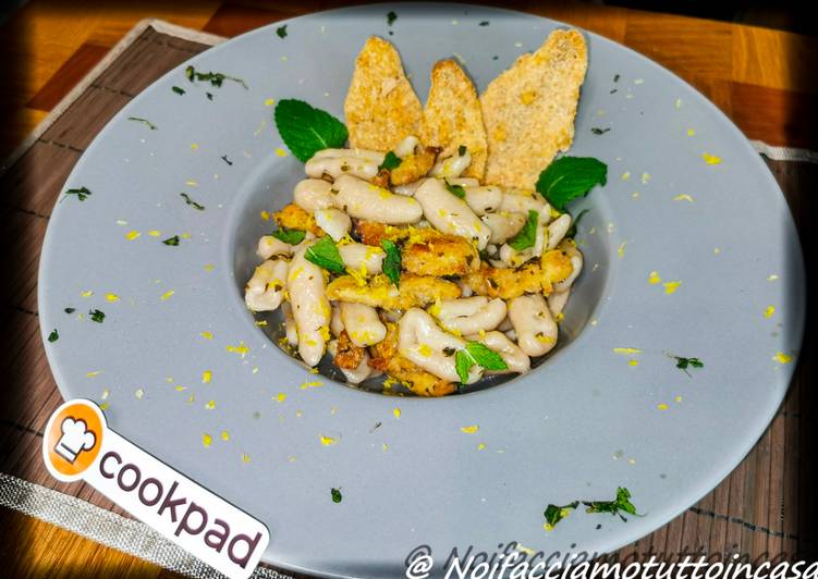 Cavatelli fatti in casa con Pesce Persico, Limone e Menta