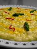 Asparagus Risotto with Savory Zabaglione and Speck 🥒🥚🥓