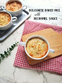 Foto resep Bolognese baked rice with bechamel sauce