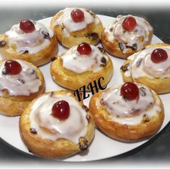 A picture of ☕🍒🥞BELGIAN BUNS🥞🍒☕.