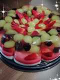 Gelatina tricolor con fruta