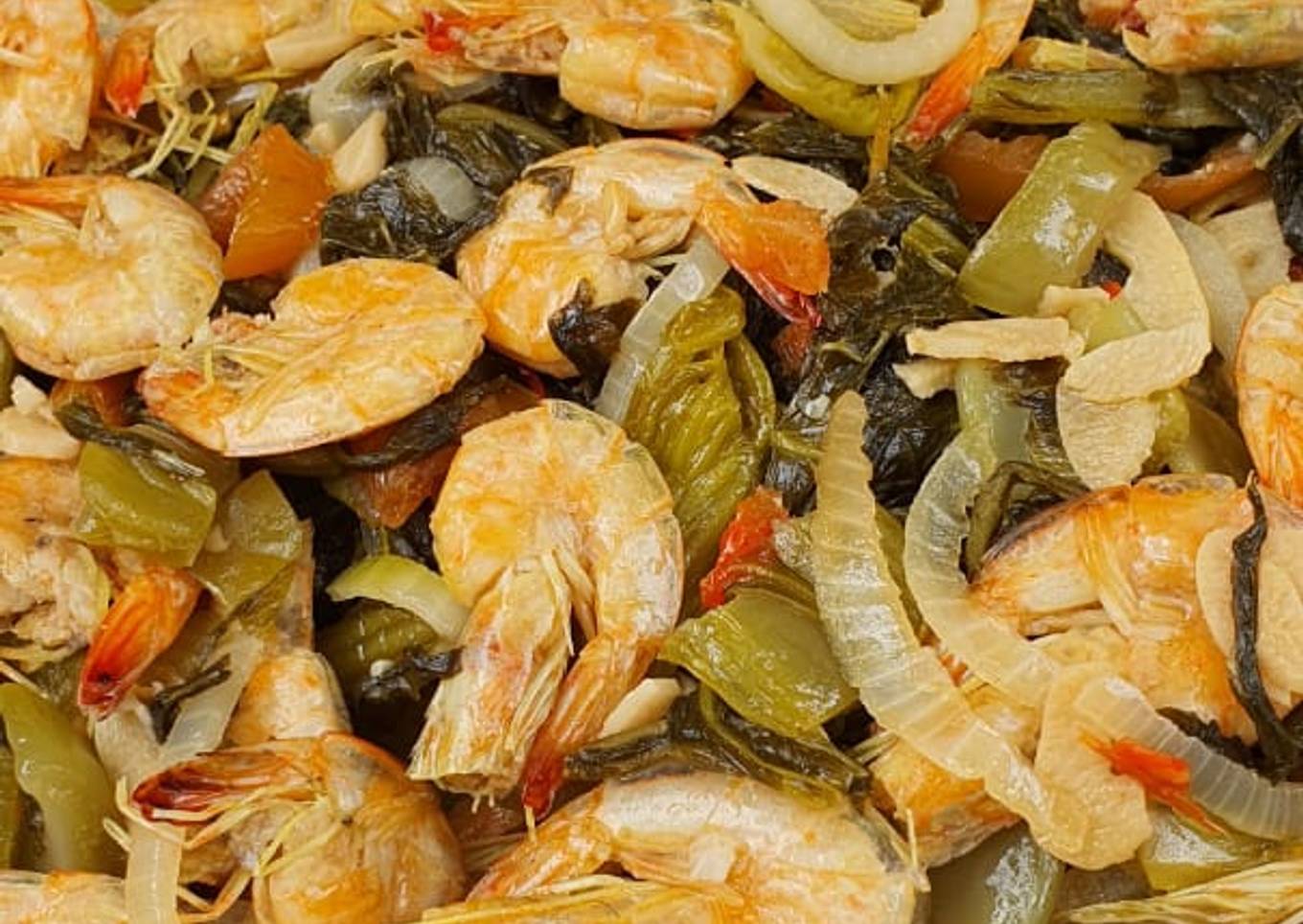 Tumis Udang Sawi Asin Home Made