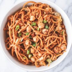 A picture of Sweet Potato Noodles with Almond Sauce.