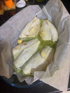 Una foto de Lubina al horno