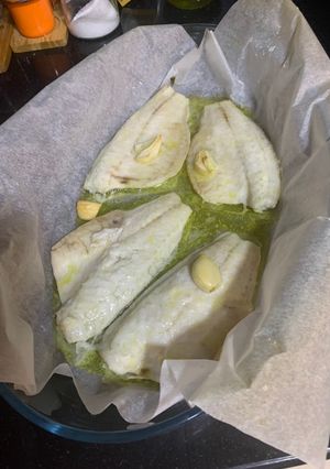 Una foto de Lubina al horno