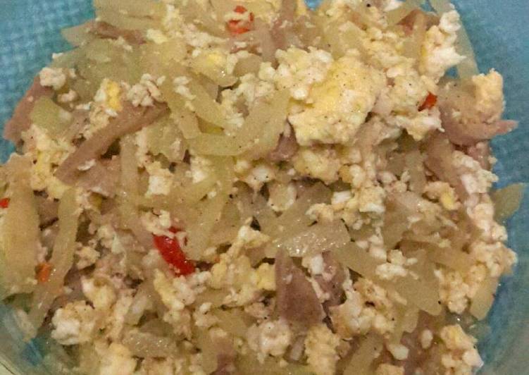 Tumis Labu Orak Arik Telur & Baso