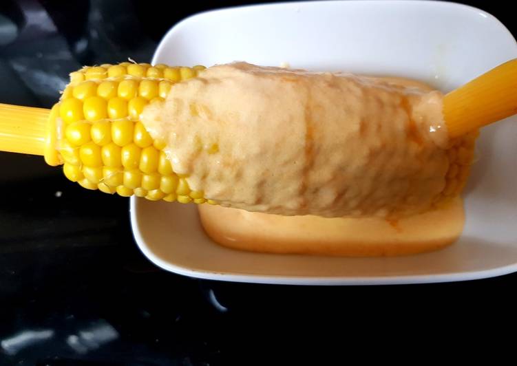 My Corn on the Cob with homemade Cheese Sauce. 😘