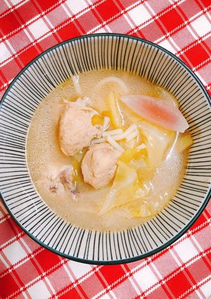 A picture of Sinampalukang Manok with Leftover Pasta Noodles.