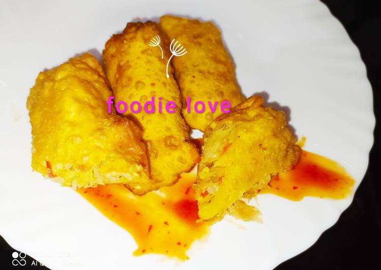 Steps to Prepare Super Quick Homemade Mango spring rolls with chilli mango sauce