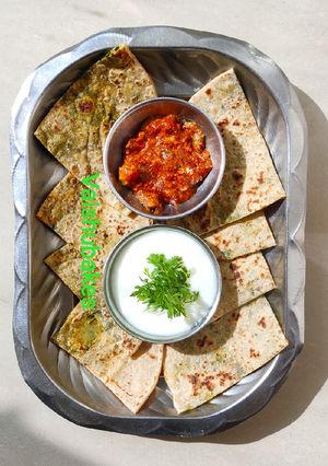 A picture of Methi Besan Paratha/ Fenugreek Paratha.