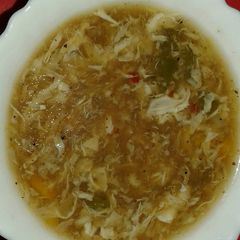 A picture of Homemade chicken sweet corn soup.