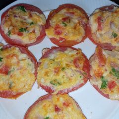 A picture of Stuffed tomato omelette.