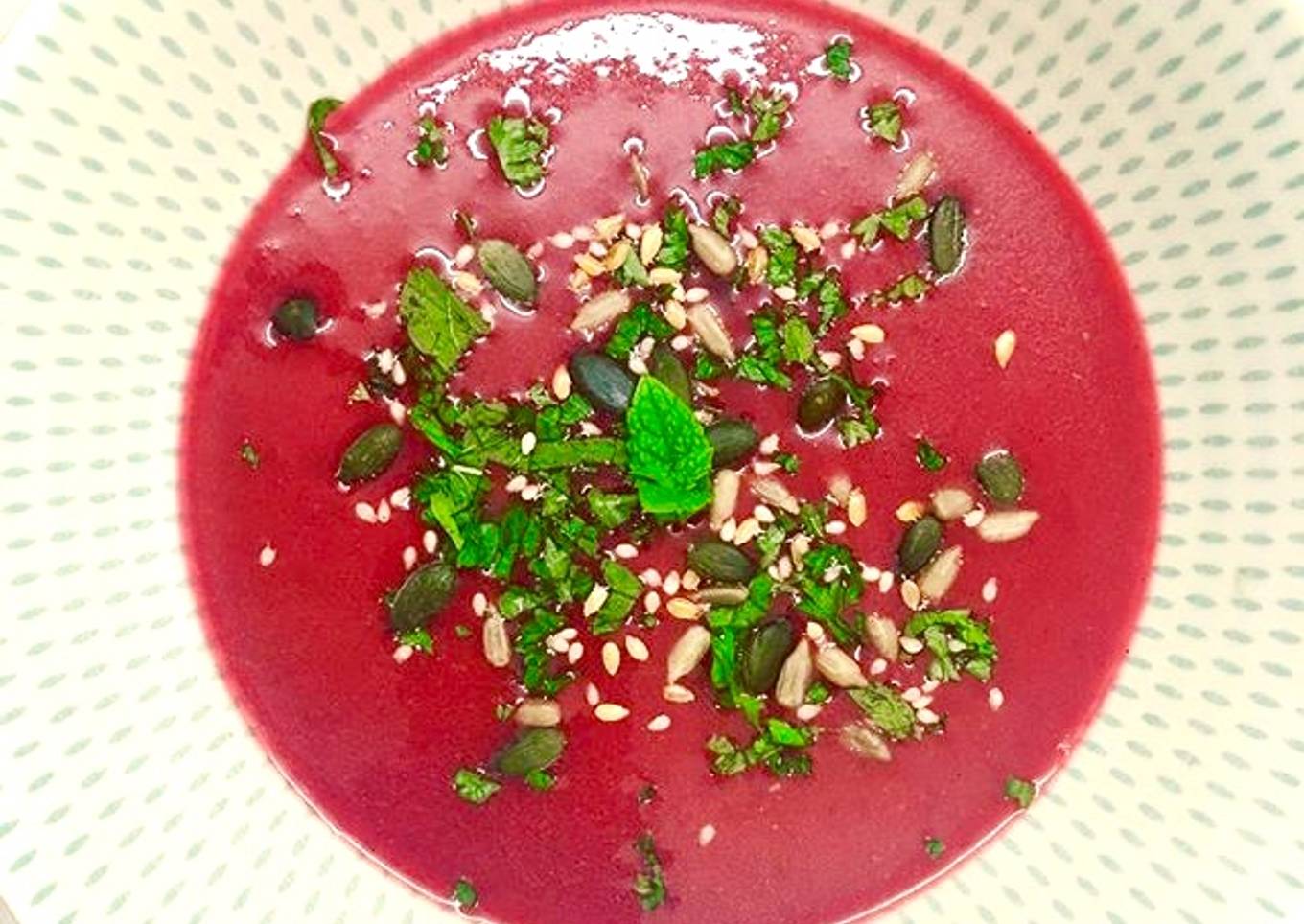 Beetroot, mint & cumin soup