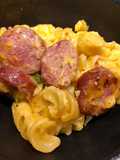 Baked Pasta with Cheddar Cheese and Smoked Beef Sausage