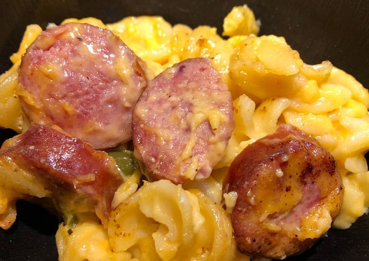 Steps to Make Favorite Baked Pasta with Cheddar Cheese and Smoked Beef Sausage
