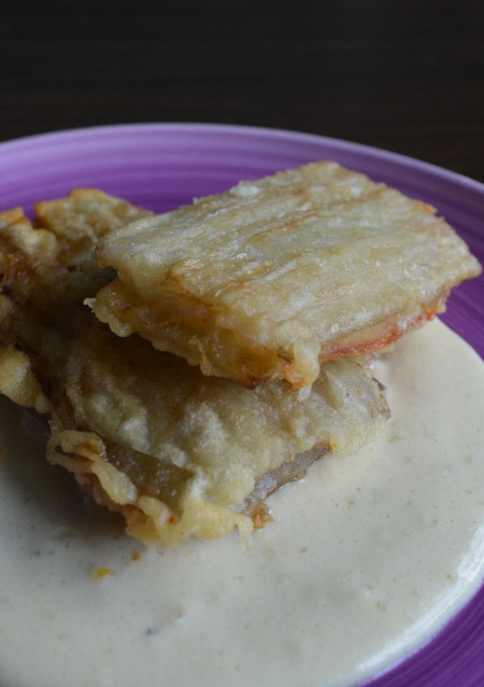 Una foto de Pencas rellenas con salsa de queso azul