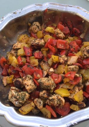Une photo de Saumon aux deux poivrons (recette plancha)