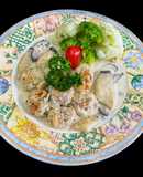 SP.0864 - Gà Viên Nấu Kem Nấm Súp Lơ