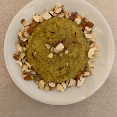A picture of Kesar Coconut Halwa.