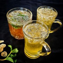 A picture of Drinks with Almond gum.