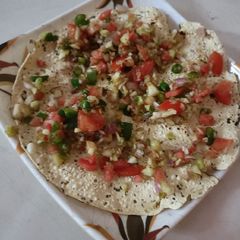 Bhel on papad A picture of Bhel on papad.