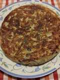 Tortilla de berenjena con cebolla y champiñones