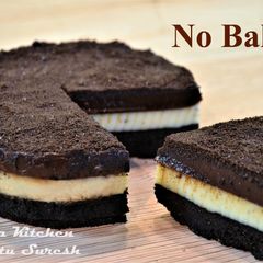 A picture of No-Bake Tripe Layer Oreo & Chocolate Cake | Egg-less Cake.