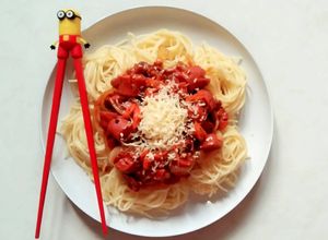 Foto resep Spaghetti saus bolognais la fonte+sosis