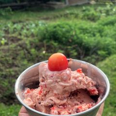 A picture of Homemade cherry ice cream.