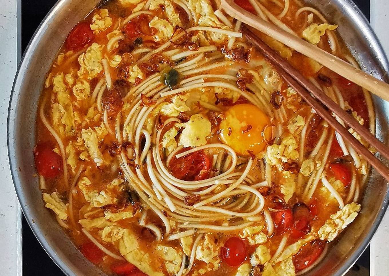 Simple Way to Prepare Award-winning Savoury Tomato Egg Udon (Noodle) 🍜