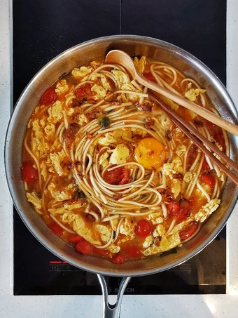 Easy Steps to Prepare Recipes Savoury Tomato Egg Udon (Noodle) 🍜 the  Makes Drooling Tasty.