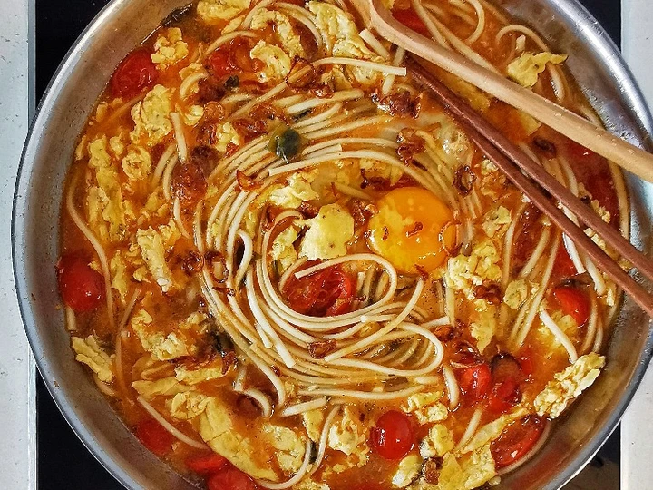 Easy Steps to Prepare Recipes Savoury Tomato Egg Udon (Noodle) 🍜 the  Makes Drooling Tasty.
