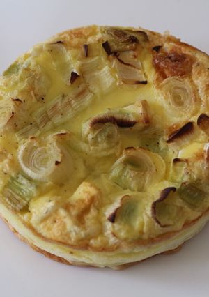 A picture of Crustless Quiche with Leeks, Bacon, and Goat Cheese.