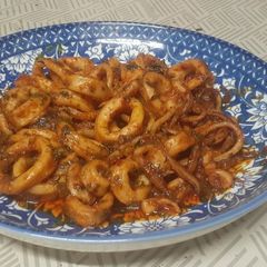 Squids fry in Schezwan chutney A picture of Squids fry in Schezwan chutney.