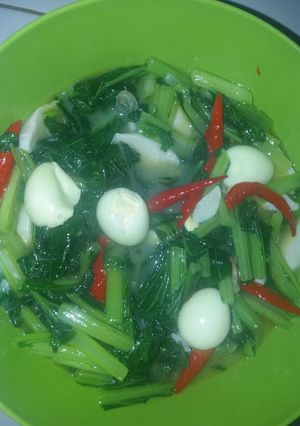 Foto resep Tumis sawi hijau telur puyuh dan otak2