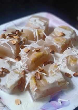 Hình của món Bánh chuối hấp cốt dừa.