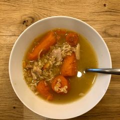 A picture of "Hug in a bowl" chicken soup  #glutenfree #dairyfree.