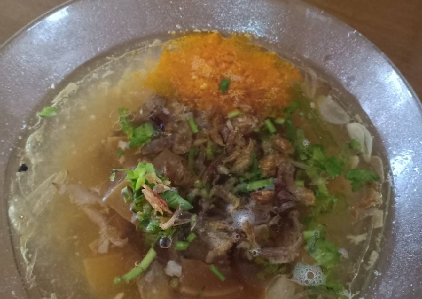 Soto Bening daging bacem.