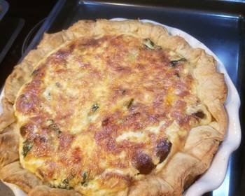 Update, Prepare Recipe Mushroom carmelized onion spinach and gruyere quiche Delicious